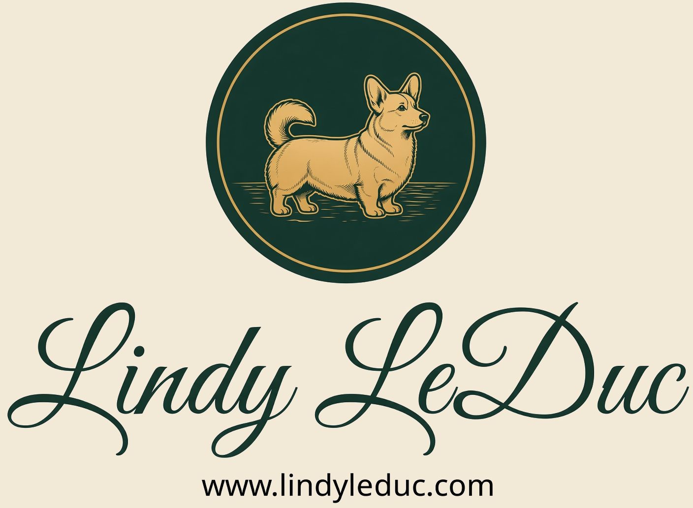 Lindy Leduc's signature below a seal depicting Ruby the Corgi