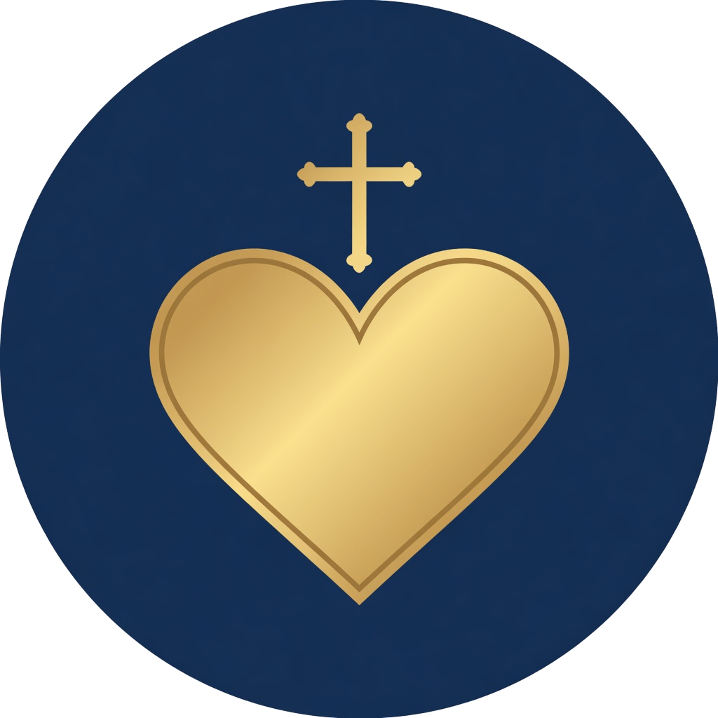 Grateful Heart Press logo: a gold heart and cross on navy